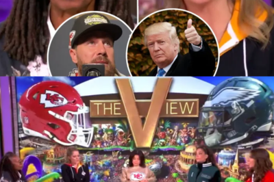 The ‘View’ co-hosts applaud Travis Kelce’s ‘classy’ reaction to President Trump attending Super Bowl