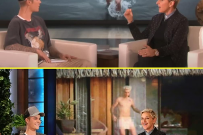 Justin Bieber covers his face as Ellen asks him a disturbing question: “I saw the censored one…”